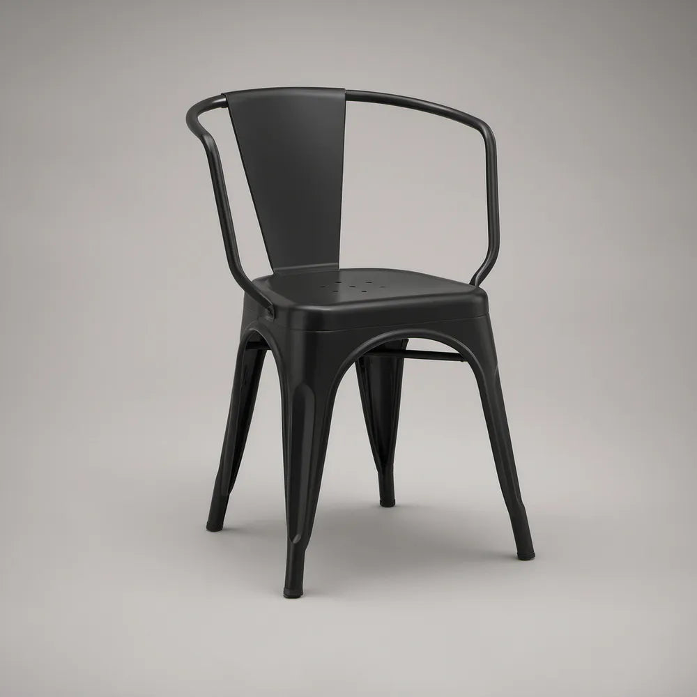 Cadeira de Jantar em Aço Preto 52 x 55 x 85 cm com Encosto Curvo