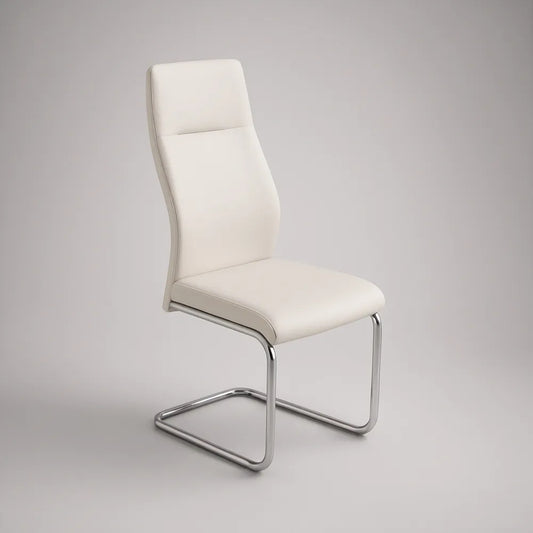 Cadeira de Jantar Cantilever em PVC Branco e Aço Cromado, 44 x 59 x 101 cm