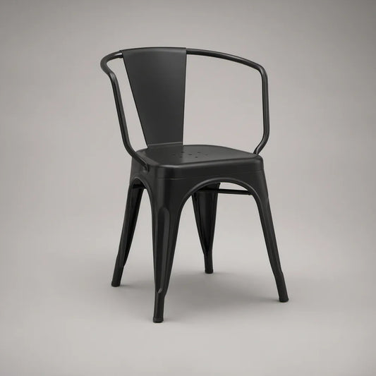 Cadeira de Jantar em Aço Preto 52 x 55 x 85 cm com Encosto Curvo